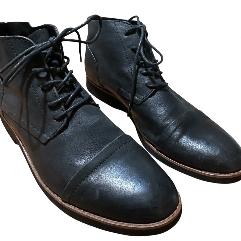 Buks by Walk-over Men’s Oiled Leather Chukka Ankle Boots Black Lace Ups Sz 10.5 - Picture 3 of 12